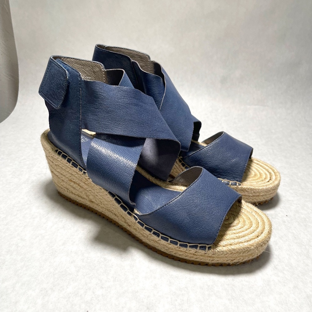 Eileen Fisher Dark Mulberry tumbled leather Espadrilles US 9.5M